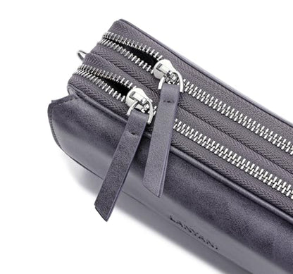 RFID Crossbody Wallet Wristlet Purse with Phone Pocket For Women Vegan Leather - color: Bz-purple Grey