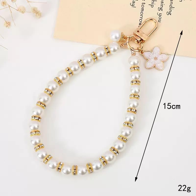 Beaded Pearls Phone Wrist Strap, Detachable CellPhone Wristlet with Tether Tab, Hands-Free Universal Cellphone Charm Bracelet Strap for Cell Phone Keys AirPods - style: Style D