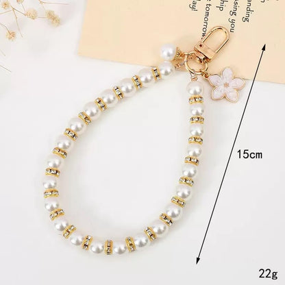 Beaded Pearls Phone Wrist Strap, Detachable CellPhone Wristlet with Tether Tab, Hands-Free Universal Cellphone Charm Bracelet Strap for Cell Phone Keys AirPods - style: Style D