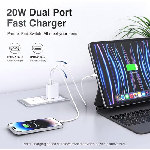 3 Pack USB C Charger Block,20W USB-C & USB-A Port Charger，for i Phone 17/16/15/14/13/12/11/X/8, i Pad and More - color: 3p white
