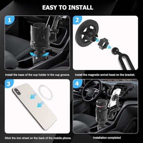 Frani Car Cup Holder Expander with Magnetic Phone Mount