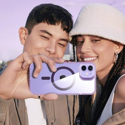 Supdeal Magnetic Clear Case for iPhone 12/12 Pro, [Compatible with MagSafe] [Non Slip Bumper & Not Yellowing] Military Grade Shockproof Transparent Silicone Phone Cover, 6.1", Purple - color: Purple, size: iPhone 12/12 Pro