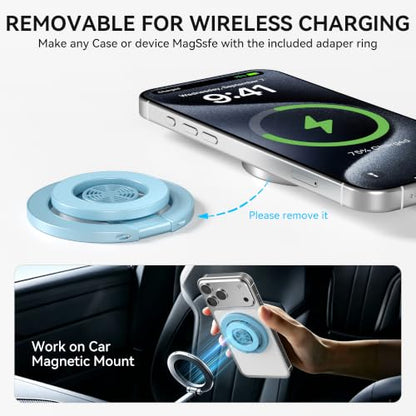 Magnetic Phone Ring Grip for MagSafe Compatible with iPhone 17/16/15 (Blue) - color: Blue
