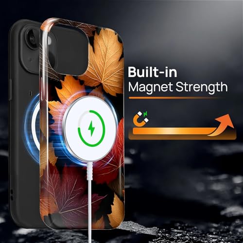 Magnetic Phone Case for iPhone 13/14,Compatible with MagSafe,Durable 2 Layers Full Covered Shockproof Protective Cover-Autumn Maple Leaves - color: Autumn Maple Leaves, size: iPhone 13/14