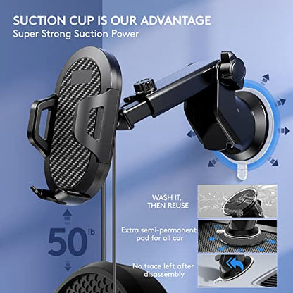 Universal Car Phone Holder Adjustable Phone Mount for Windshield - color: black