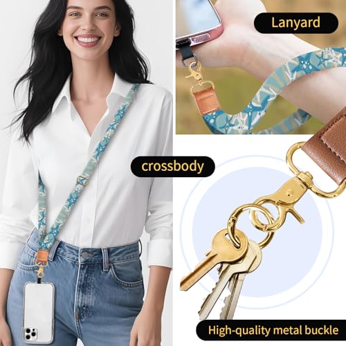 Phone Lanyard Crossbody Wrist Strap, Cute Cell Phone Lanyards for around the Neck Wristlet Wrist Strap - color: Cute Boho Seastars