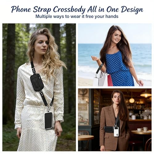 Crossbody Body Phone Holder for Women, New Phone Strap with Zippered Pouch, Adjustable Crossbody Strap - color: New Black