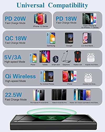 Wireless Portable Charger, Ultra Slim PD20W USB C Fast Charging 10000mAh Power Bank LED Display, External Battery Pack, Travel Essential Phone Powerbank for iPhone 17 16 Samsung S25 Google etc (black) - color: black