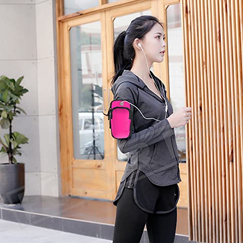 Adjustable Strap Cellphone Arm Bag Wallet Pouch Armband for Cell Phone Keys Cards Walking Jogging Running Hiking Trekking Gardening Skating for iPhone 6 6S 7 8 X XR XS 11 12 Max Pro Plus Samsung -Rose - color: J/Adjustable Rose Bag for Any Arm