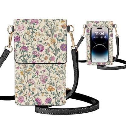 Small Crossbody Bags for Women Touchscreen Cell Phone Bag Cross Body Purses with Adjustable Strap,Gifts for Teenage Girls-Floral Pattern