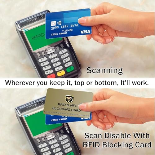SaiTech IT 5 Pack RFID Blocking Card for Credit Debit ID Card, Golden | Slim Anti-Theft Contactless NFC RFID Blocker Protector, Easily Fit into Wallet and Purse, for Men & Women - color: Golden