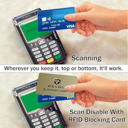 SaiTech IT 5 Pack RFID Blocking Card for Credit Debit ID Card, Golden | Slim Anti-Theft Contactless NFC RFID Blocker Protector, Easily Fit into Wallet and Purse, for Men & Women - color: Golden