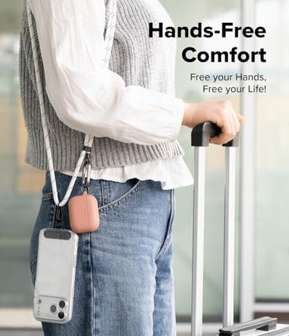 Ringke Holder Link Black, Adjustable Crossbody Strap with Cell Phone Tether Tab, Universal Multifunctional Lanyard Patch - color: Cloud White