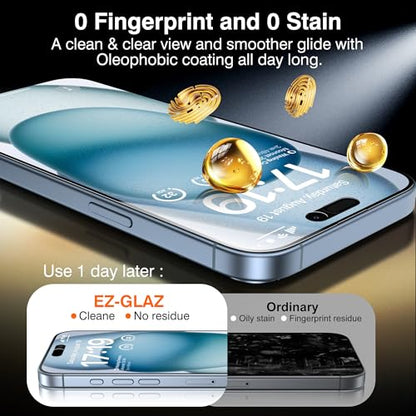 EZ-GLAZ-4+2 Pack for iPhone 15 Privacy Screen Protector (6.1") - size: iPhone 15