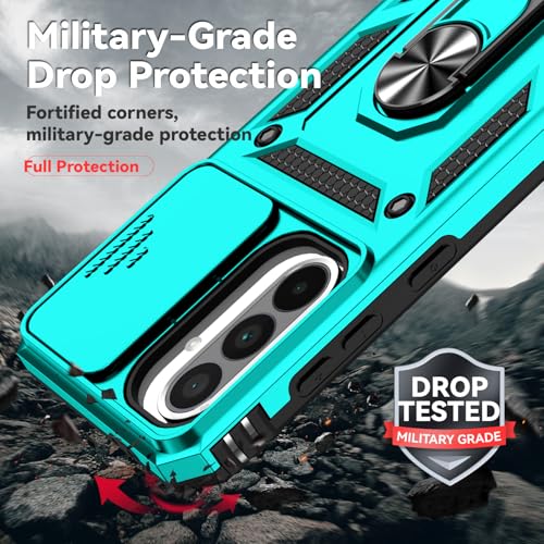 for Samsung Galaxy A36 5G Case with Slide Camera Cover HD Screen Protector [Military Grade 16ft. Drop Tested] Magnetic Ring Holder Kickstand Protective Phone Case for Galaxy A36 5G 2025, Mint - color: Mint w/ Slide Camera 2nd gen. Military Grade