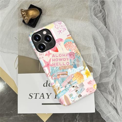 Case Compatible with iPhone 15 Pro Max, Cute Dual Layer Hybrid Phone Cover, Military Grade Drop Protection, Aesthetic Shockproof Phone Case for Women Girls, Pastel Pink Summer Collage - color: Pastel Pink Summer Collage, size: Iphone 15 Pro Max