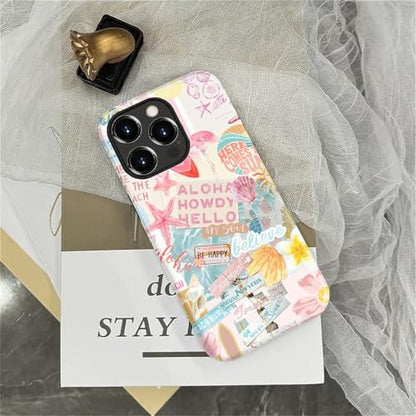 Case Compatible with iPhone 15 Pro Max, Cute Dual Layer Hybrid Phone Cover, Military Grade Drop Protection, Aesthetic Shockproof Phone Case for Women Girls, Pastel Pink Summer Collage - color: Pastel Pink Summer Collage, size: Iphone 15 Pro Max