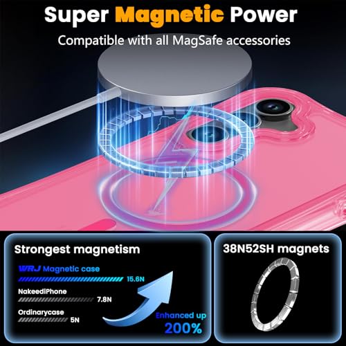 WRJ Magnetic Clear for Samsung Galaxy S26 FE Case,Samsung S25 FE Case [Fit for MagSafe][Military Grade Drop Protection] Translucent Shockproof Protective Phone Case-Hot Pink - color: Hot Pink, style: Transparent