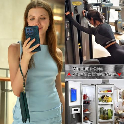 Harryshell Detachable Wallet Leather Case Compatible with Motorola Moto G Stylus 5G 2025/2026 Magnetic Phone Case Zipper with Cash Coin Pocket Multi Card Slots Holder Wrist Strap (Flower Teal) - color: Flower Teal, size: Moto G Stylus 5G 2025
