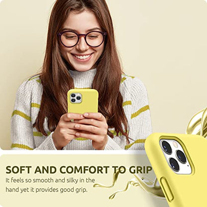 SURPHY Compatible with iPhone 11 Pro Max Case 6.5 inches, Thickened Liquid Silicone Phone Case (with Microfiber Lining) for iPhone 11 Pro Max 2019, Yellow - color: Yellow