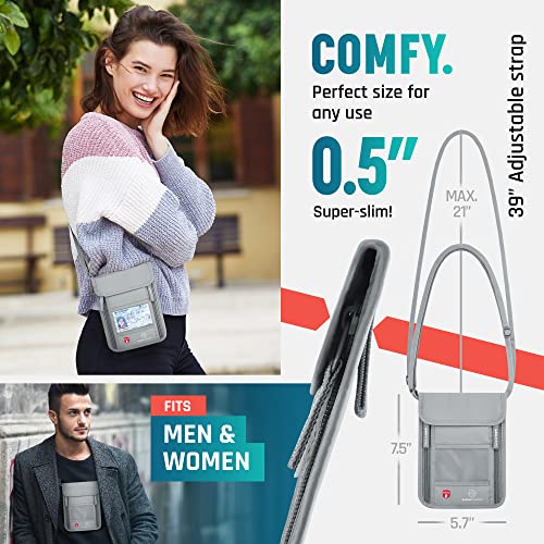 Neck Wallet, Travel Pouch For Passport Holder And Documents, Travel Neck Wallet For Traveling Women. - color: Silver