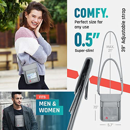 Neck Wallet, Travel Pouch For Passport Holder And Documents, Travel Neck Wallet For Traveling Women. - color: Silver
