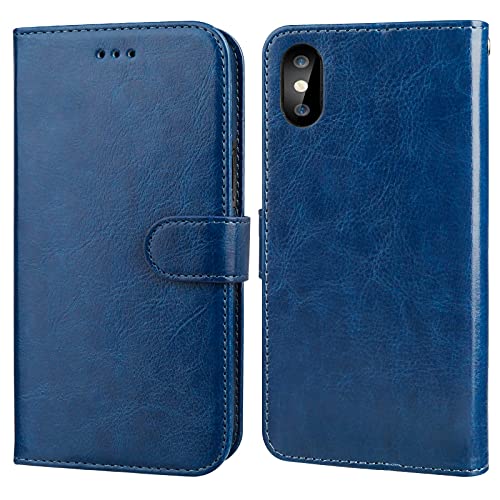Bocasal Detachable Wallet Case Card Holder for iPhone Xs Max, Blue - color: Blue