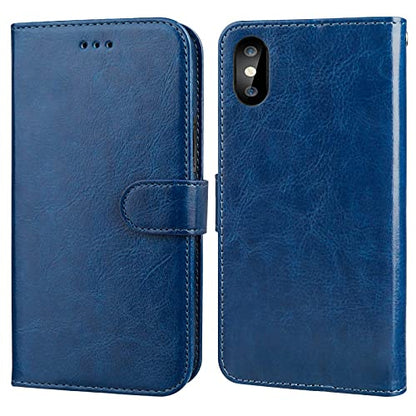 Bocasal Detachable Wallet Case Card Holder for iPhone Xs Max, Blue - color: Blue