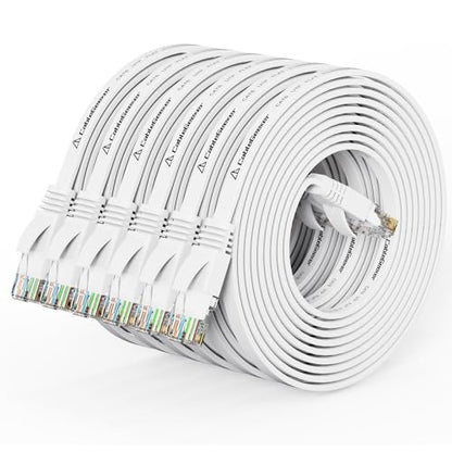 CableGeeker Cat 6 Flat Ethernet Cable 10ft 6Pack, 10Gbps, White - color: White-Flat, size: 10ft