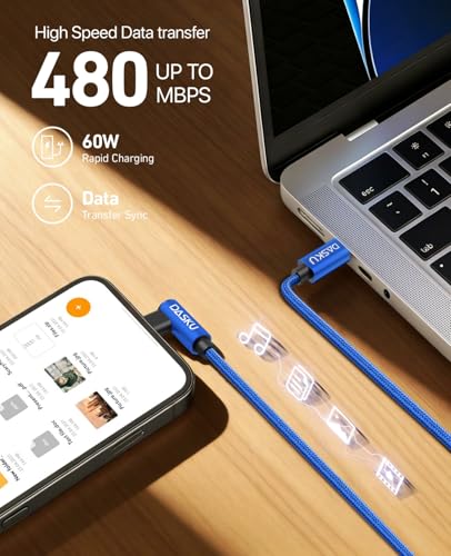USB C Cable Fast Charging 60W, 2Pack 6FT Right Angle USB C Cable Nylon - color: Blue, size: 6FT, style: USB C to USB C
