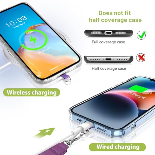takyu Phone Lanyard, 2 Pack Adjustable Anti-Drop Neck/Wrist Strap with 2 Pcs Tether Patches, Secure Hands-Free Compatible for iPhone Samsung Perfect for Nurses, Teachers, Travel, Hiking Black+Purple - color: Black + Purple