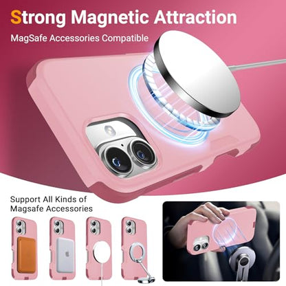 jaroco Magnetic for iPhone 16 Case Heavy Duty Rugged Dual-Layer Pink - color: Pink, size: iPhone 16