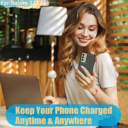Battery Case for Samsung Galaxy S21 FE 5G, 5000mAh Rechargeable Extended Battery Charging Charger Case, Add 100% Extra Juice (6.4 Inches) Black