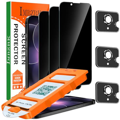 IMBZBK Privacy Screen Protector for iPhone 17e / 16e, Tempered Glass, 3+3 - color: 17e/16e-Black