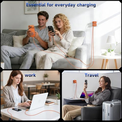 20W iPhone Charger Fast Charging 3-Pack with 6FT USB C to USB Cable, Orange - color: Orange