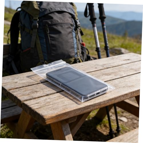 Mobestech 50pcs Waterproof Sealed Phone Case with Touchscreen, Thickened Mobile Phone Pouch 10x20cm, Dustproof Protective Bag for Hiking Camping Travel Transparent