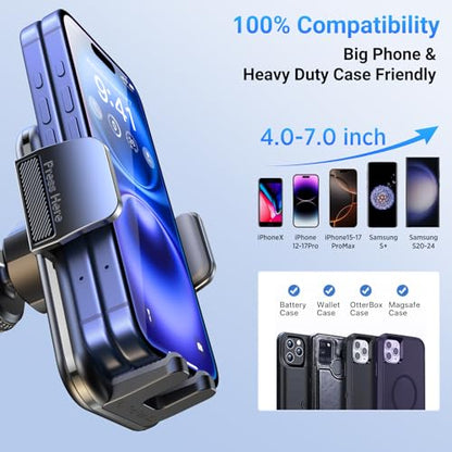 3-in-1 Car Phone Holder [122+LBS Strongest Suction & Stable Clamp Arm] 360° Adjustable Car Phone Mount, Cell Phone Holders for Your Car for Dashboard Vent, All Smartphones & Car Models - color: Black