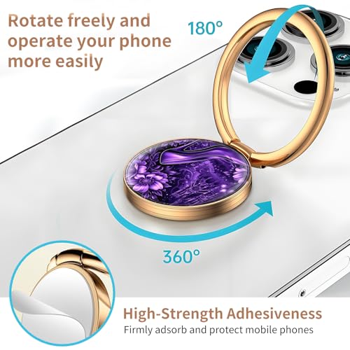 Cell Phone Ring Holder, Cute Metal Phone Grip Stand Finger Ring Kickstand, Flexible 360°Rotation Phone Tablet Case Accessories Compatible with Most Phones Purple Floral Heels - color: Purple Floral Heels