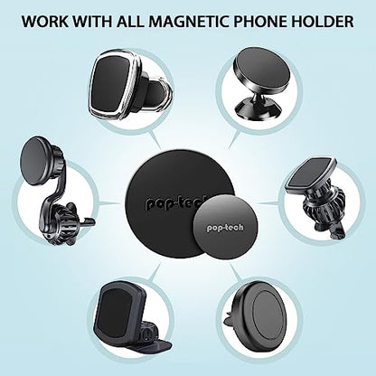 Metal Plate for Phone Magnet, 8 Pack Replacement Magnet Disc Magic Mount Plate with Adhesive Backing for Socket Grips & Magnetic Car Holder Cradle Stand(Dashboard/Vent/CD Slot/Windshield) - Round