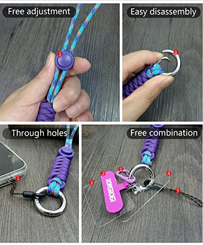 Adjustable Phone Wrist Strap for Women, Woven Bracelet for Keys - color: Purple Blue