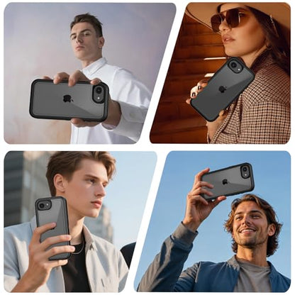 for iPhone 17e Case & iPhone 16e Case, Military-Grade Drop Protection Dual-Layer Rugged Shell with Screen Protector, Full-Body Non-Slip Shockproof Heavy Duty Protective Bumper Phone Cover (Clear) - color: Clear