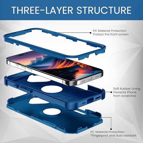 MXX for iPhone 17 Case, Heavy Duty 3 in 1 Wing Design Protective Cover with MagSafe, Phone Case 2025 (Navy Blue) - color: Navy Blue, size: iPhone 17