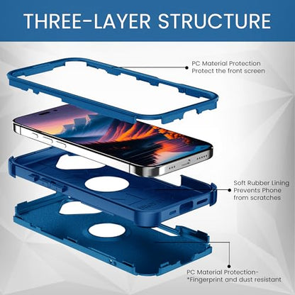 MXX for iPhone 17 Case, Heavy Duty 3 in 1 Wing Design Protective Cover with MagSafe, Phone Case 2025 (Navy Blue) - color: Navy Blue, size: iPhone 17