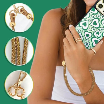 Crystal Phone Strap Crossbody and Wrist Lanyard, Anti Theft Layered & Wrist Strap Cell Phone Neck for Women - color: Brown