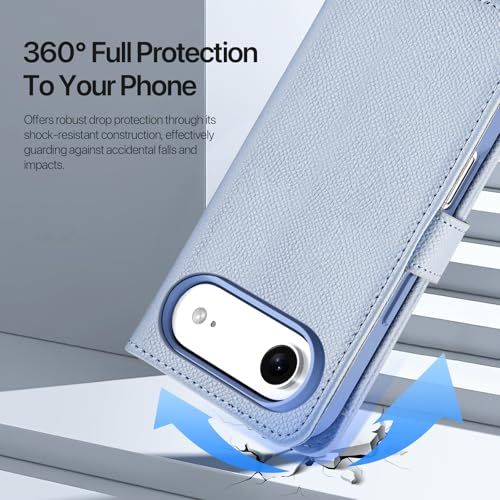 for iPhone Air Wallet Case, Detachable iPhone 17 Air Case Wallet | Compatible with Magsafe, RFID Blocking, Zipper Card Holder, PU Leather Flip Folio Case, Strap Wallet Case - color: Blue, size: iPhone 17 Air