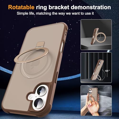 SKYLMW Compatible with iPhone 17 Case with Stand,Desert Brown | iPhone 17 Phone Case 6.3",Magnetic Ring Stand,Compatible with MagSafe,Military-Grade Protection,Great Grip Feeling - color: Desert Brown, size: Iphone 17