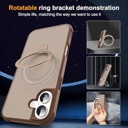 SKYLMW Compatible with iPhone 17 Case with Stand,Desert Brown | iPhone 17 Phone Case 6.3",Magnetic Ring Stand,Compatible with MagSafe,Military-Grade Protection,Great Grip Feeling - color: Desert Brown, size: Iphone 17
