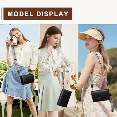 Small Crossbody Bags for Women RFID Vegan Leather Wristlet Phone Mini Purse Shoulder Handbag Wallet Travel Purse - color: Black