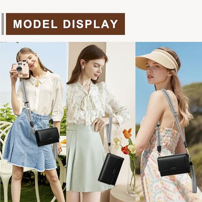 Small Crossbody Bags for Women RFID Vegan Leather Wristlet Phone Mini Purse Shoulder Handbag Wallet Travel Purse - color: Black