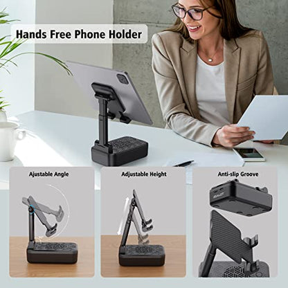 ZEALOT Cell Phone Stand with Wireless Bluetooth Speaker, Phone Holder and Wireless Induction Speaker Amplifier Dock Compatible with iPhone/ipad/Samsung,Gifts for Women Men Dad Him Her-Black - color: Black